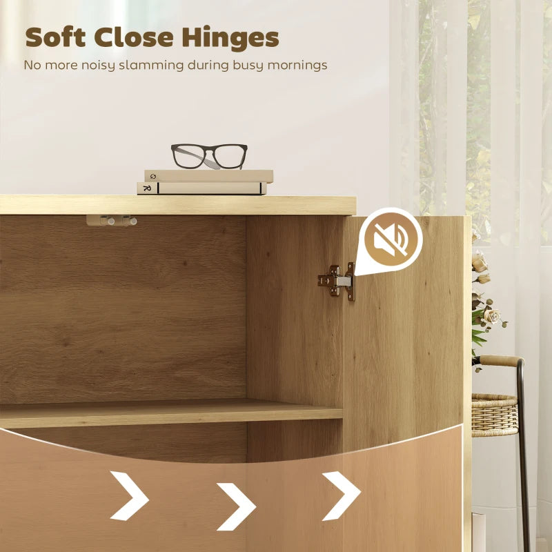 Sideboard Buffet Cabinet Set of 2, Kitchen Cabinet with Soft-Close Door and Adjustable Shelves for Living Room, Oak