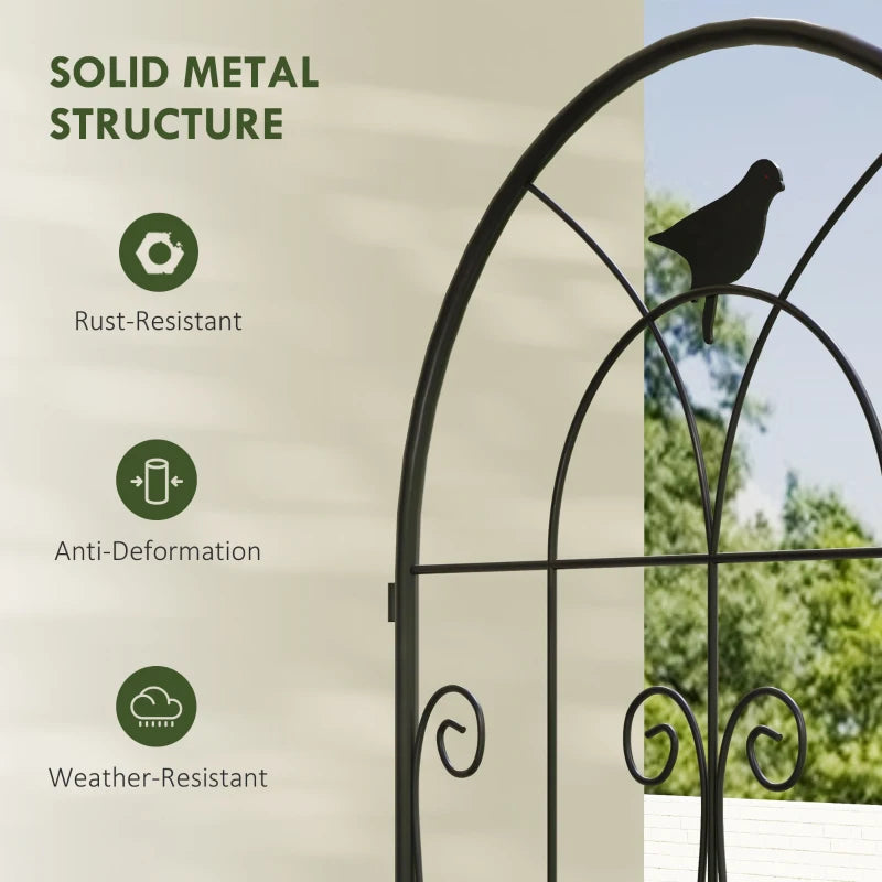 Set of 2 Metal Garden Trellis, Decorative Trellis Panels, Bird Design, 19.7" W x 70.9" H, Black
