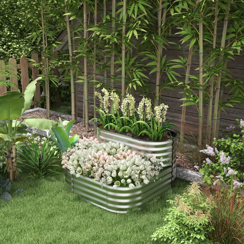 3.4'x3.4'x1' Outdoor Raised Garden Bed, 2-Tier Galvanized Planter Box with Safety Edging for Vegetable, Flower, Fruit
