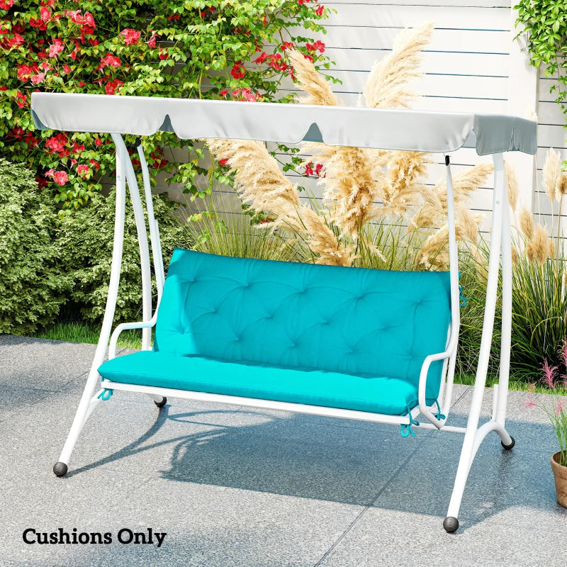 2 Seater Garden Bench Cushion, Soft Thick Outdoor Non-Slip 2 Seater Soft Pad With Backrest for Garden Patio, 47" x 43" x 5", Turquoise