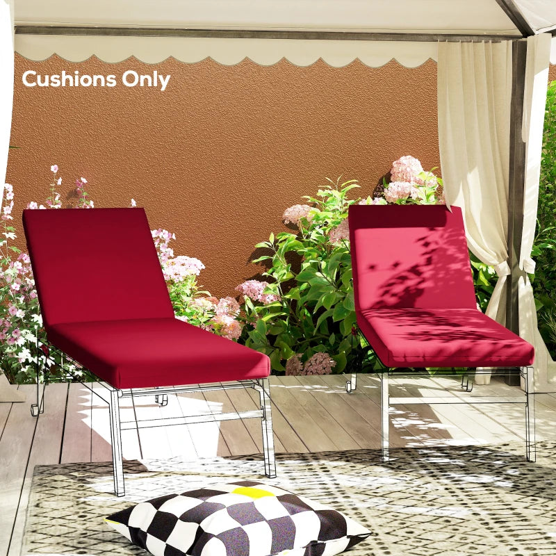 2-Piece Back and Seat Cushion Pillows Replacement, Patio Chair Cushions Set with Ties for Indoor Outdoor, Wine Red