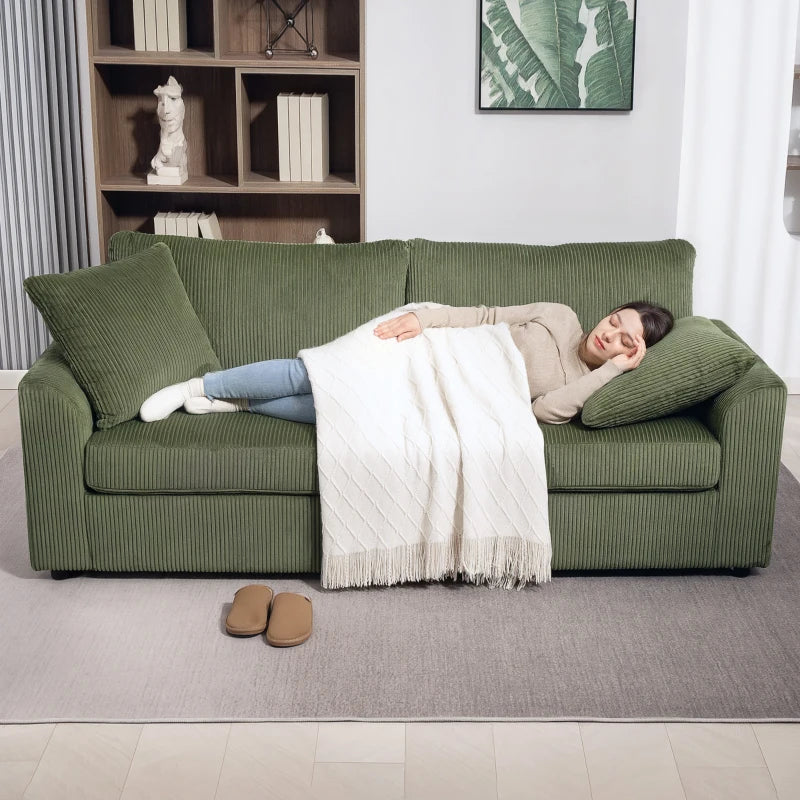 3 Seater Sofa, 83.5" Modern Upholstered Couch with Pocket Spring and 2 Scatter Cushions for Living Room, Green