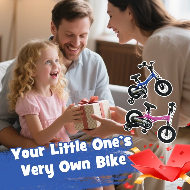 14-Inch Kids Bike with Removable Training Wheels Navy - Brave Hero