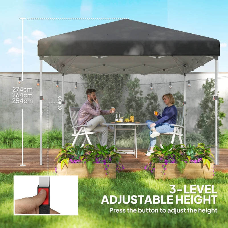 10' x 10' Pop Up Canopy with Sidewalls, Roller Bag, Height Adjustable Instant Tent for Outdoor, Garden, Patio, Black