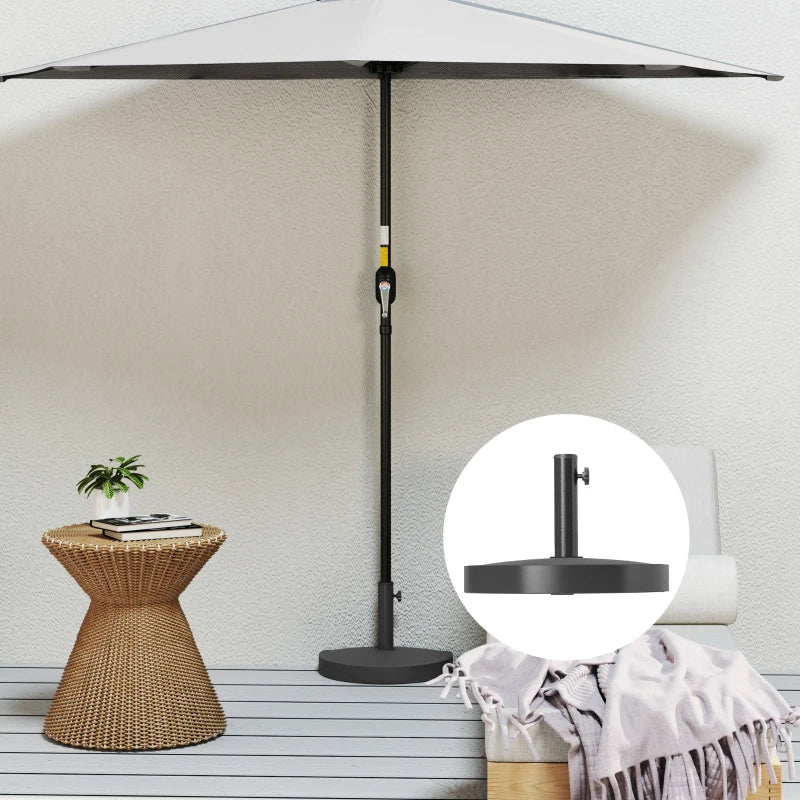 20 lbs Resin Half Parasol Base Outdoor Umbrella Stand Weight, Concrete Garden Parasol Stand, Black