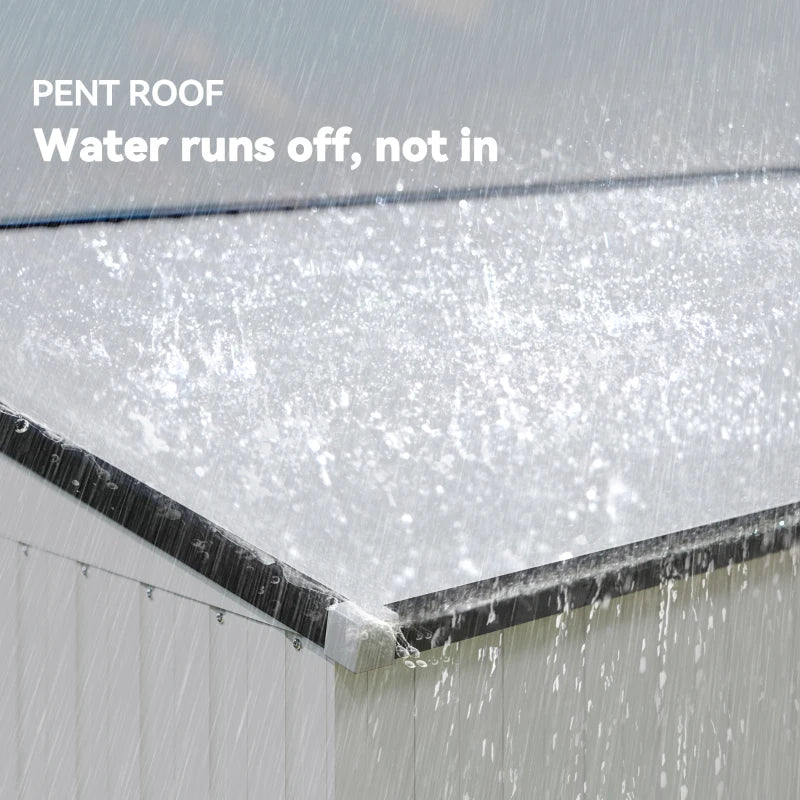 4' x 8' Outdoor Storage Shed Lean to Shed Outdoor Metal Tool Shed with Lockable Door and Air Vents, White