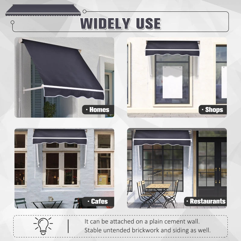 4' x 2.3' Retractable Window Door Awning Patio Canopy Outdoor Sun Shade Shelter Dark Grey