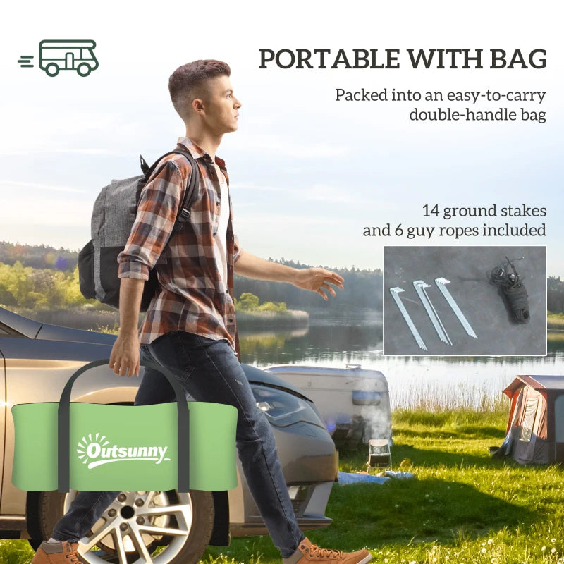3-4 Person Camping Tent with 2 Rooms, 3000mm Waterproof Portable Family Tent with Carry Bag, Dark Green