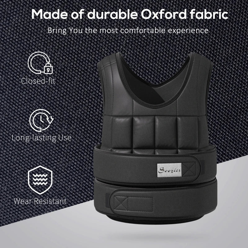 Soozier 22lbs Weighted Vest, Adjustable Running Weight Vest with 38 Weight Bags, Black