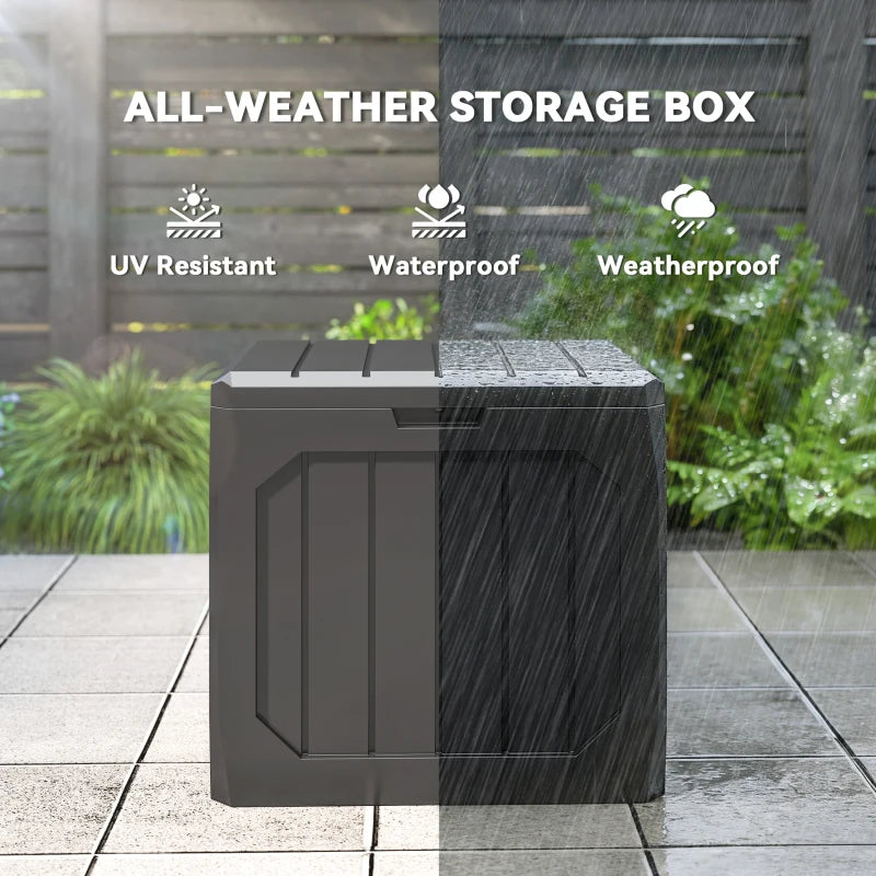 32 Gallon Deck Box, Resin Outdoor Storage Box with Handles, Waterproof and UV Resistant Storage Container