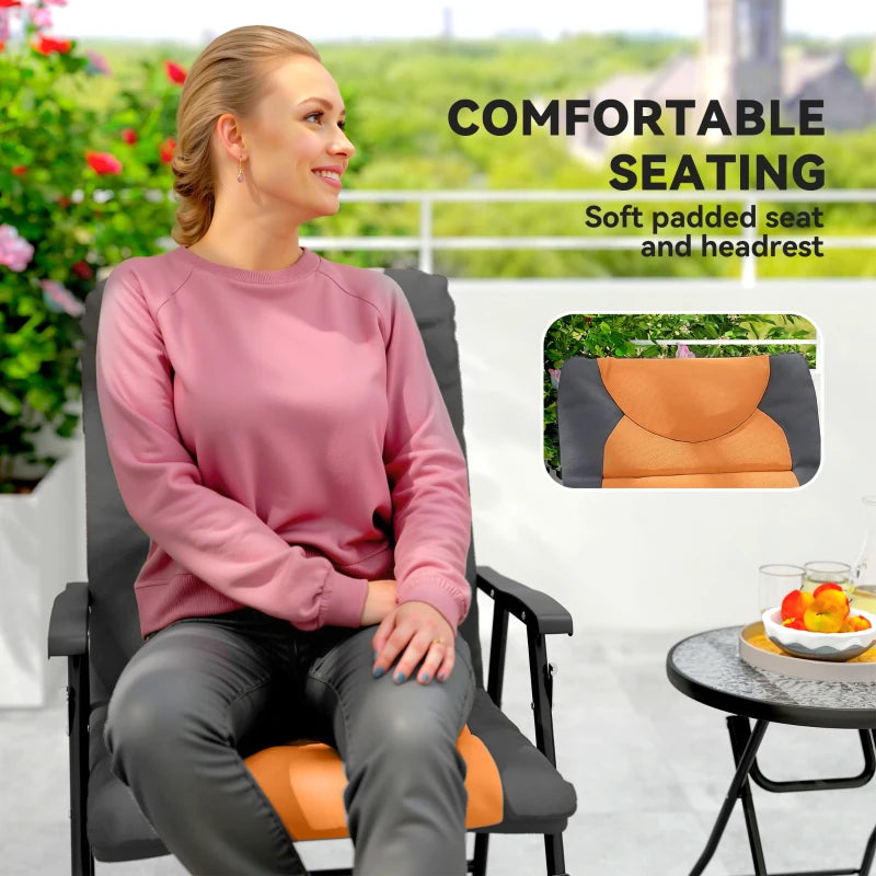 3-Piece Outdoor Foldable Rocking Chair Set, Orange