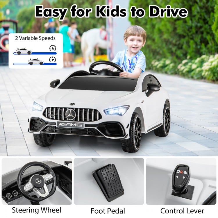 12V Kids Ride on Car Mercedes-Benz AMG CLA 45 with Remote-White
