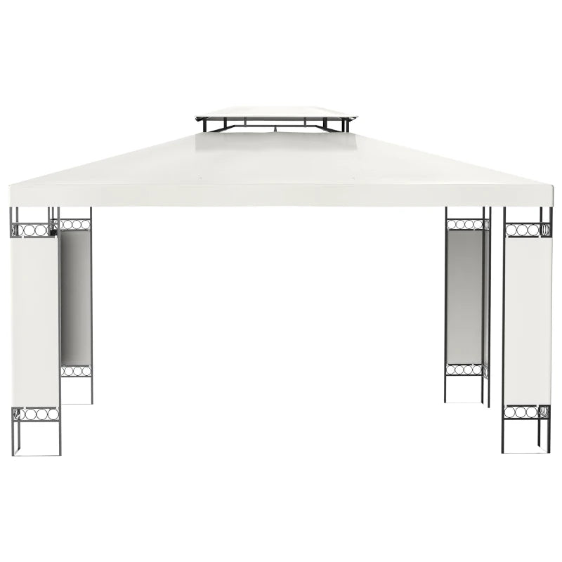 10' x 13' Outdoor Gazebo, Double Roof Patio Gazebo Canopy Shelter with Screen Decorate Corner Frame, White