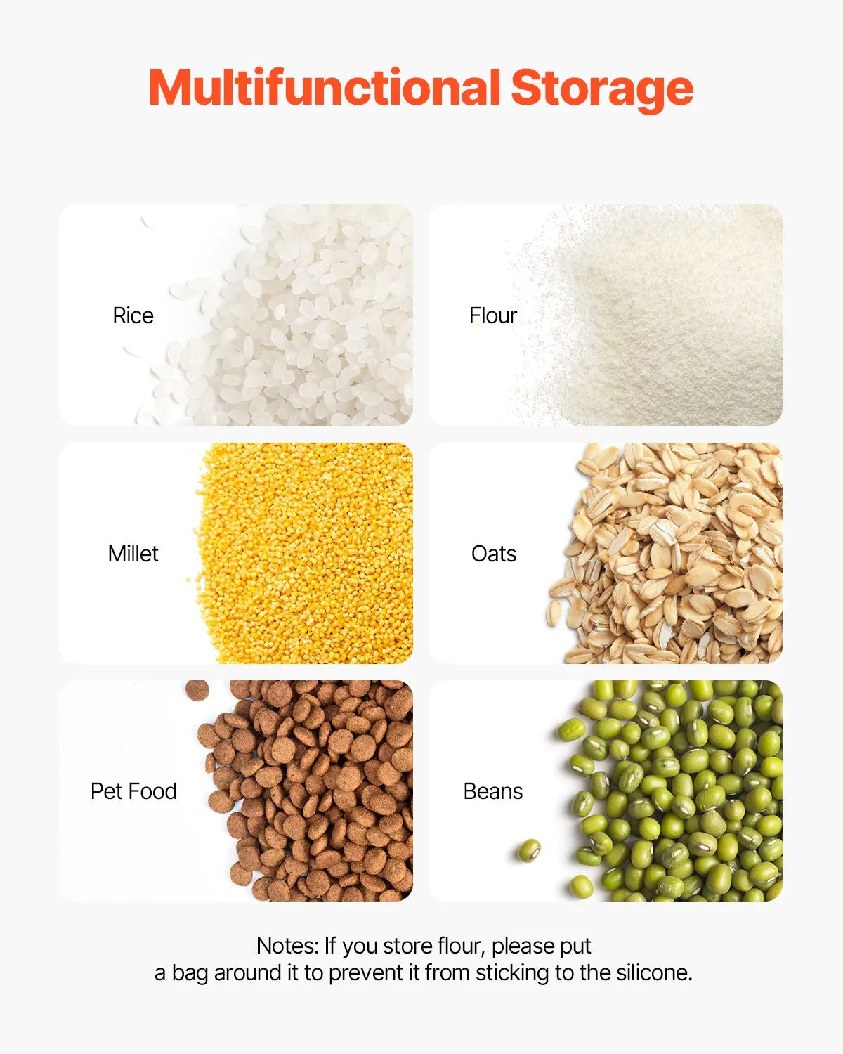 VEVOR 3.5Galx2 + 4.5Galx2 Ingredient Storage Container Airtight Kitchen Bin