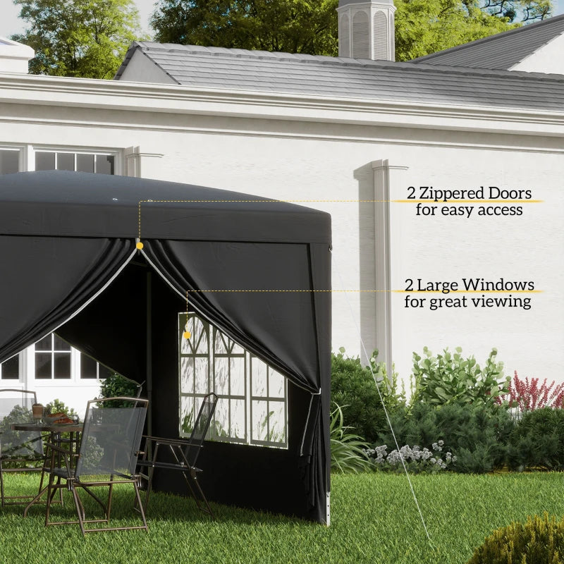 10'x10' Outdoor Pop Up Party Tent Wedding Gazebo Canopy with Carrying Bag (Black)