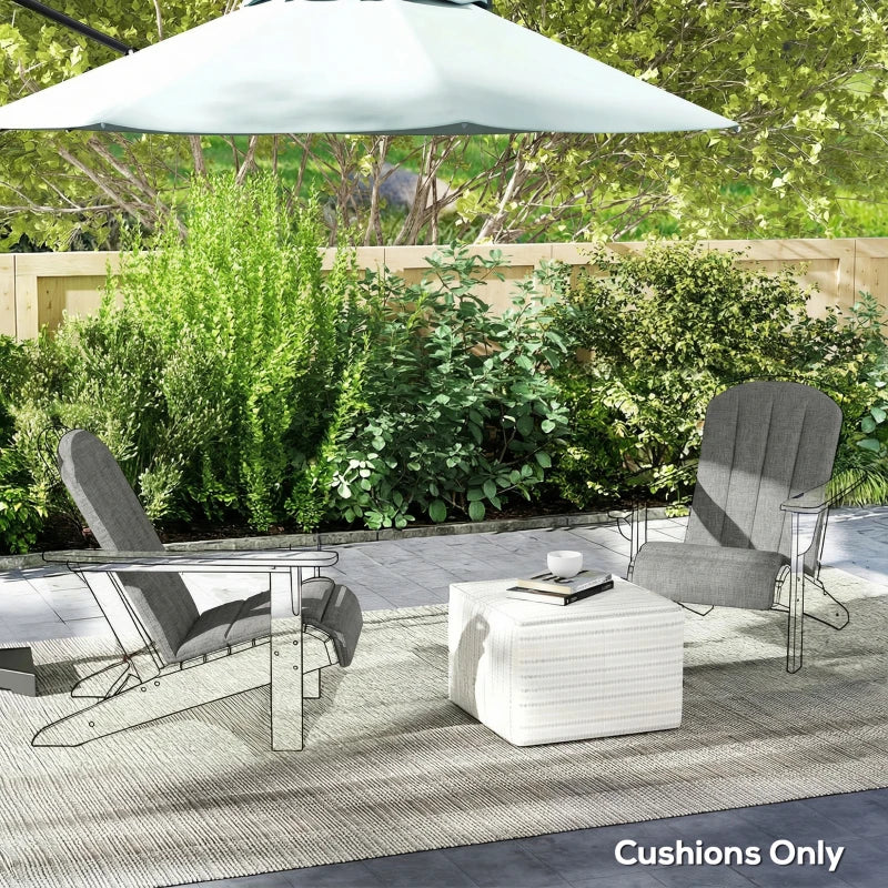 Set of 2 Patio Chair Cushions, High Back Adirondack Chair Cushion with Ties, High-Density Foam, Dark Grey
