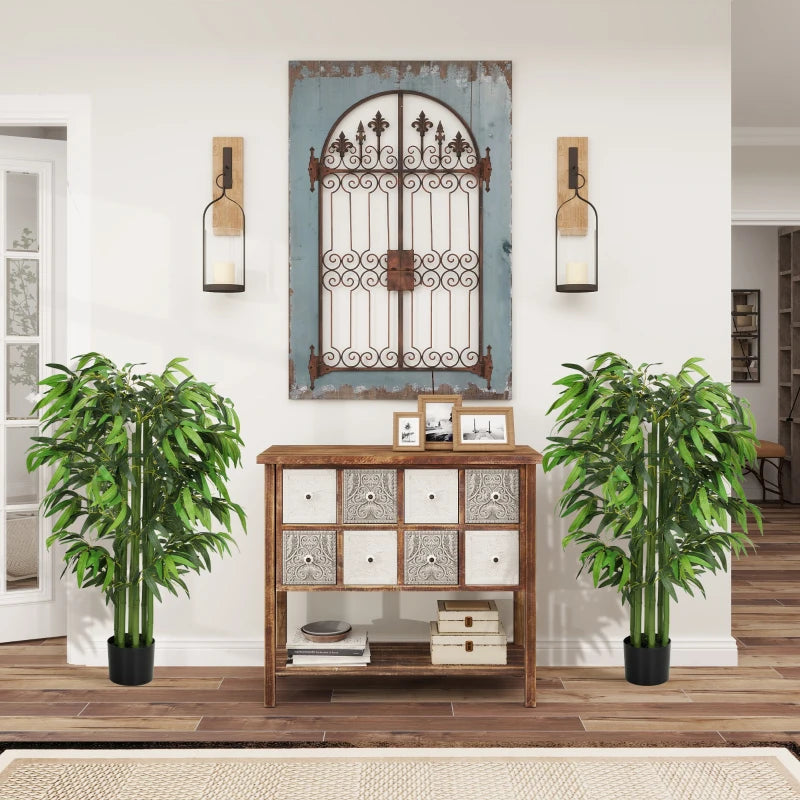 4.6FT Artificial Bamboo Tree Set of 2, Decorative Faux Plant in Nursery Pot, Faux Tree for Home Indoor Decor