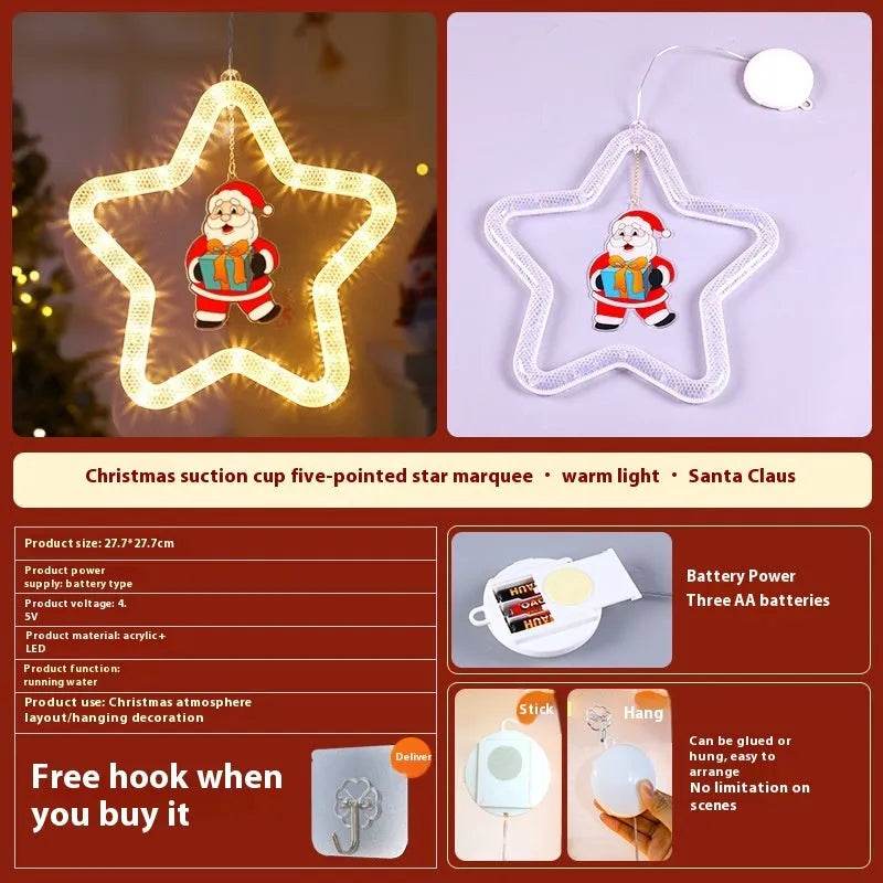 Christmas Pendant Decoration Christmas Atmosphere Led Lights Led Christmas Star Light Decoration For Window Door For Holiday 