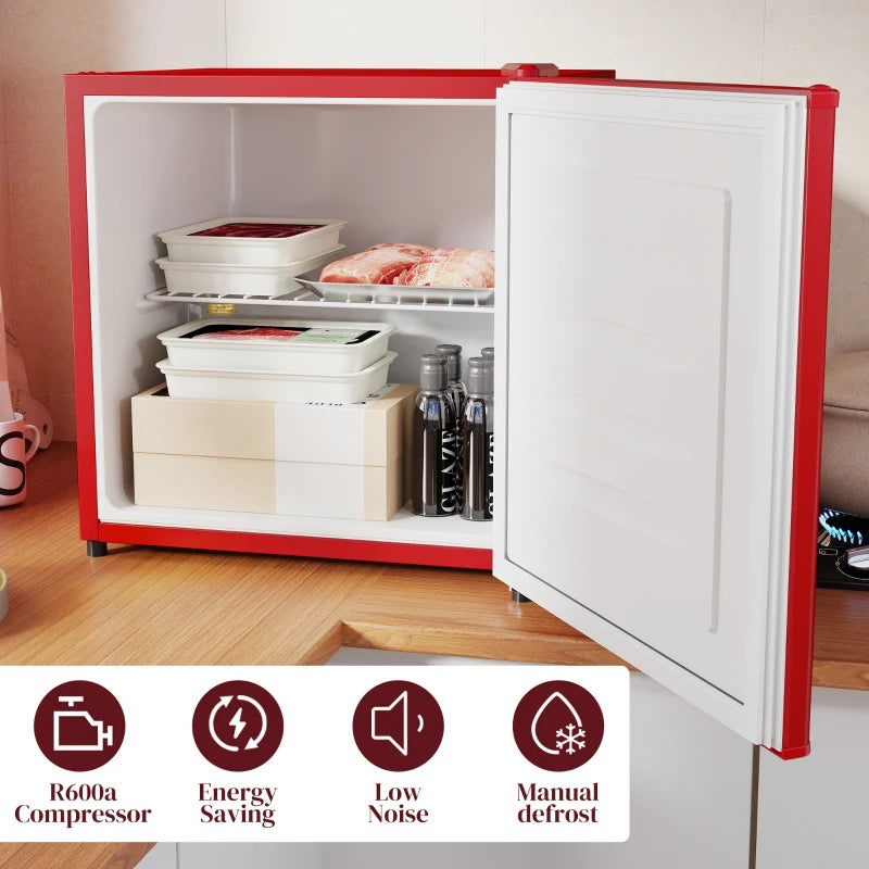 1.1 Cu. Ft. Mini Freezer, Compact Upright Freezer with Reversible Door, Removable Shelf, Adjustable Temperature, Red