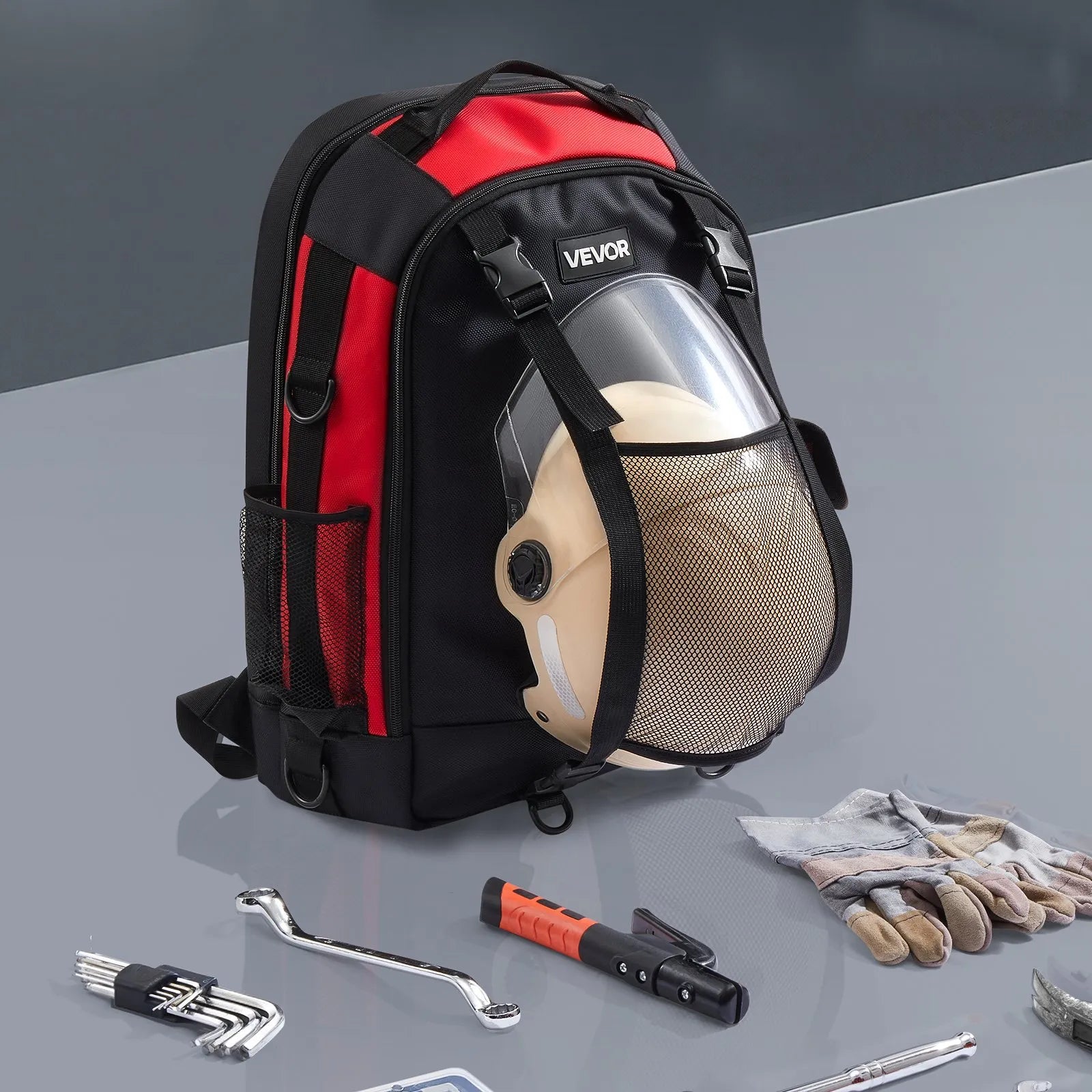 VEVOR 25.2L Welding Backpack 1680D Polyester Welder Backpack for Tool and Helmet