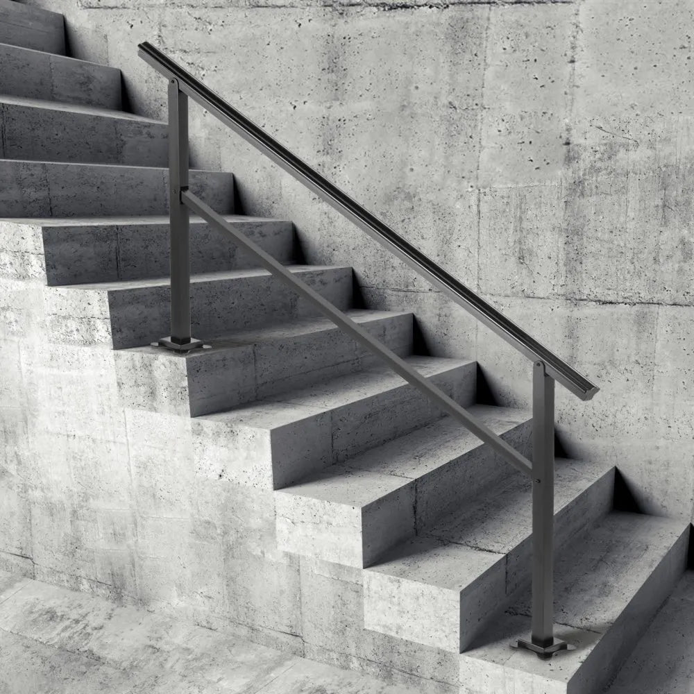 VEVOR Outdoor Handrail 165LBS Load Handrail Outdoor Stairs Aluminum Stair Handrail 60 x 35" Outdoor Stair Railing Transitional Range from 0 to 50° Staircase Handrail Fits 4-5 Steps with Screw Kit