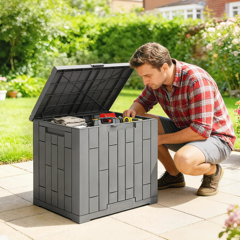 30 Gallon Resin Deck Box, Lockable Outdoor Storage Box, Splash-Resistant & UV Resistant Patio Storage Container