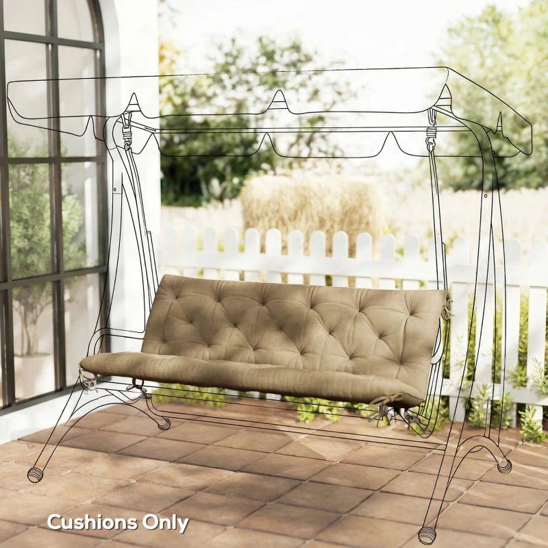 3-Seater Outdoor Bench Swing Chair Replacement Cushions for Patio Garden, Beige