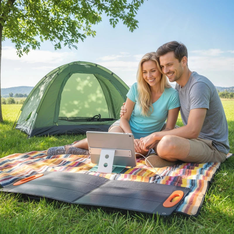 100W Portable Solar Panel, Foldable Solar Charger with USB-A & USB-C Fast Charging Output, IP67 Waterproof