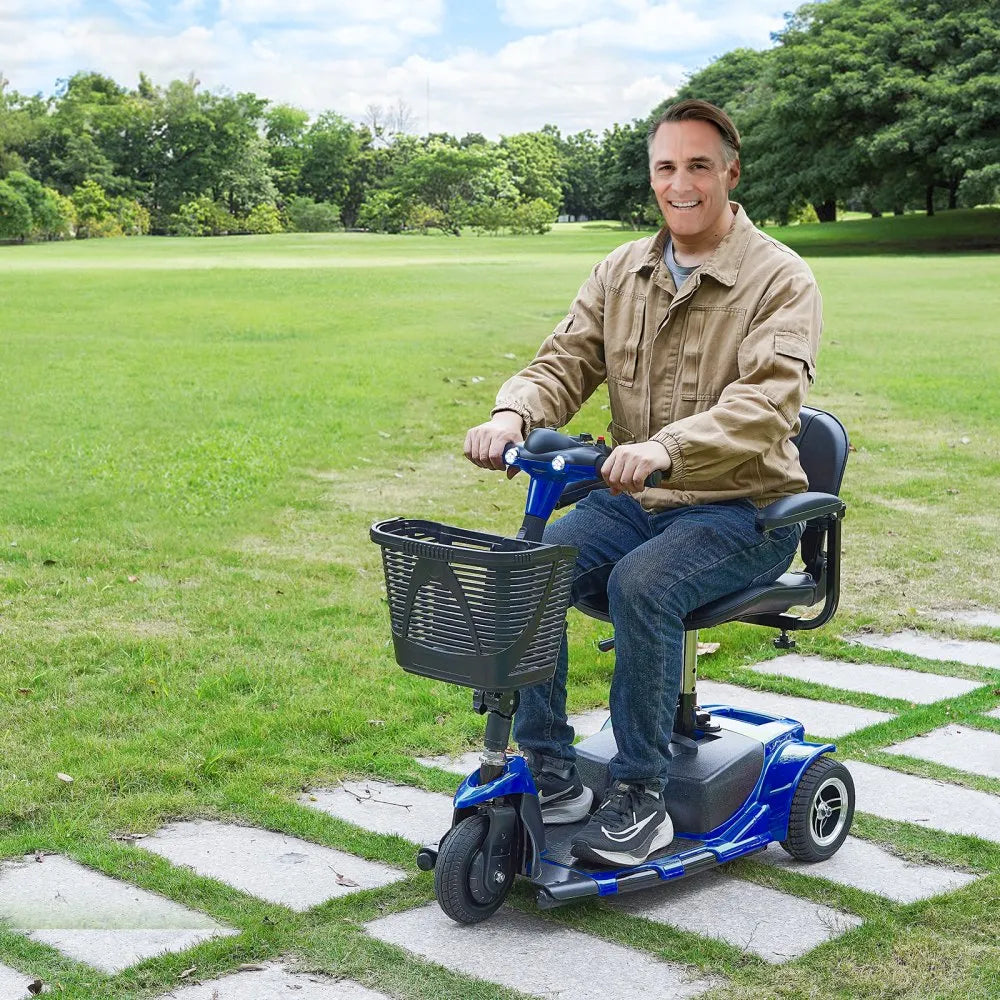 VEVOR 3 Wheel Folding Mobility Scooter for Adults & Seniors, Heavy-Duty Electric Powered Mobility Scooter & 12 Mile Long Range, All Terrain Travel Wheelchair with 9° Climbing Capacity, 265lb Capacity