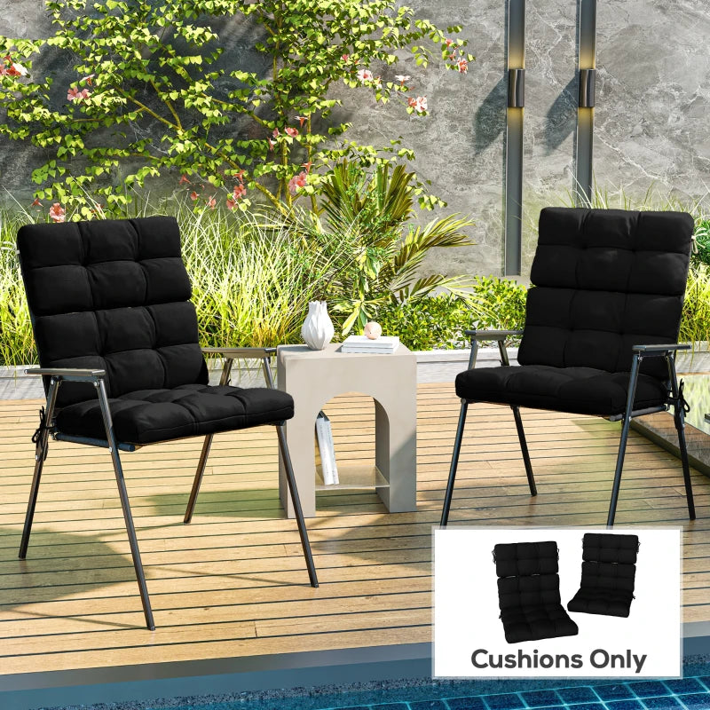 2-Piece Back Seat Cushion Replacement, Outdoor Patio Chair Cushions Set with Ties, Button Tufted, Black