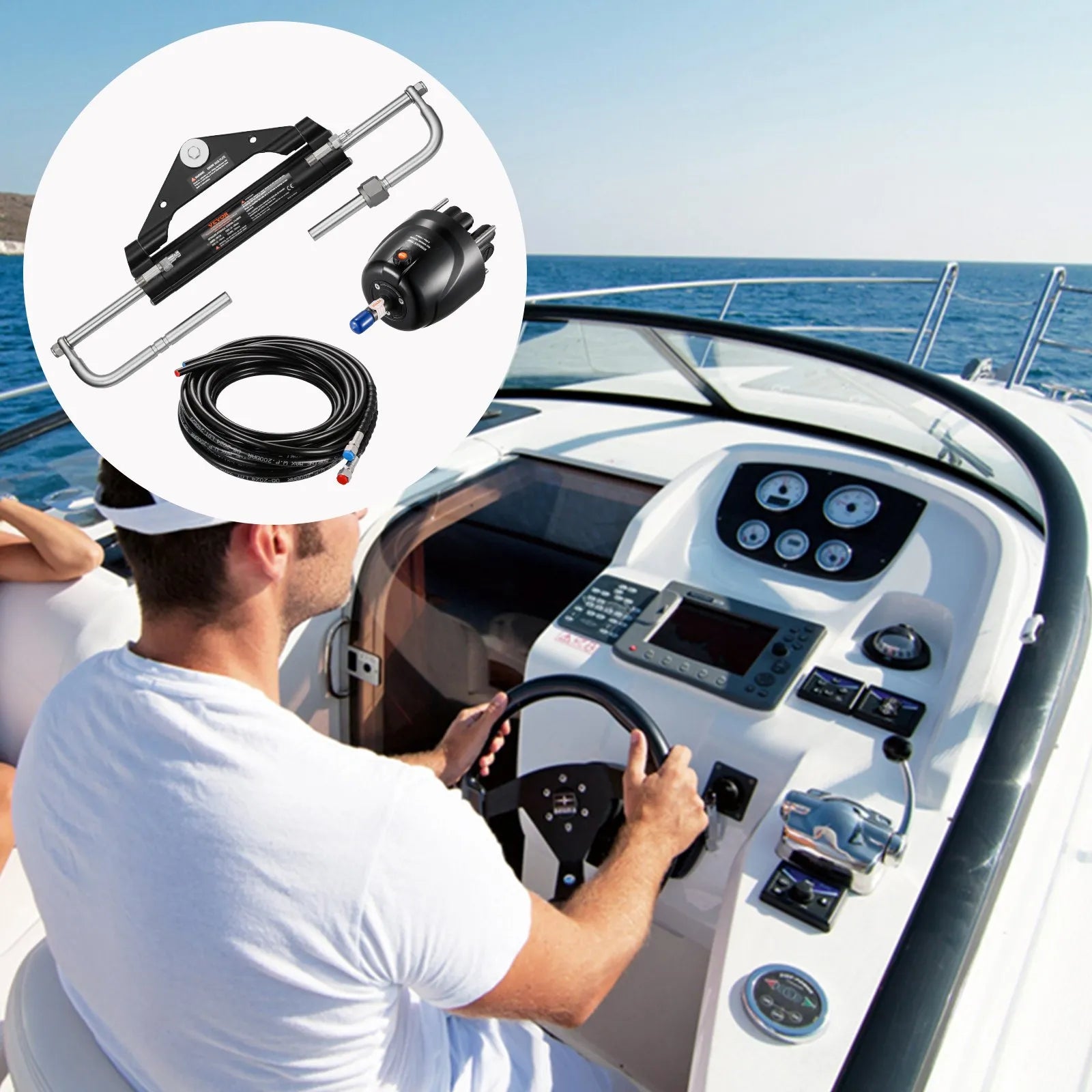 VEVOR 150HP Hydraulic Outboard Steering Kit Marine Boat Hydraulic Steering Kit
