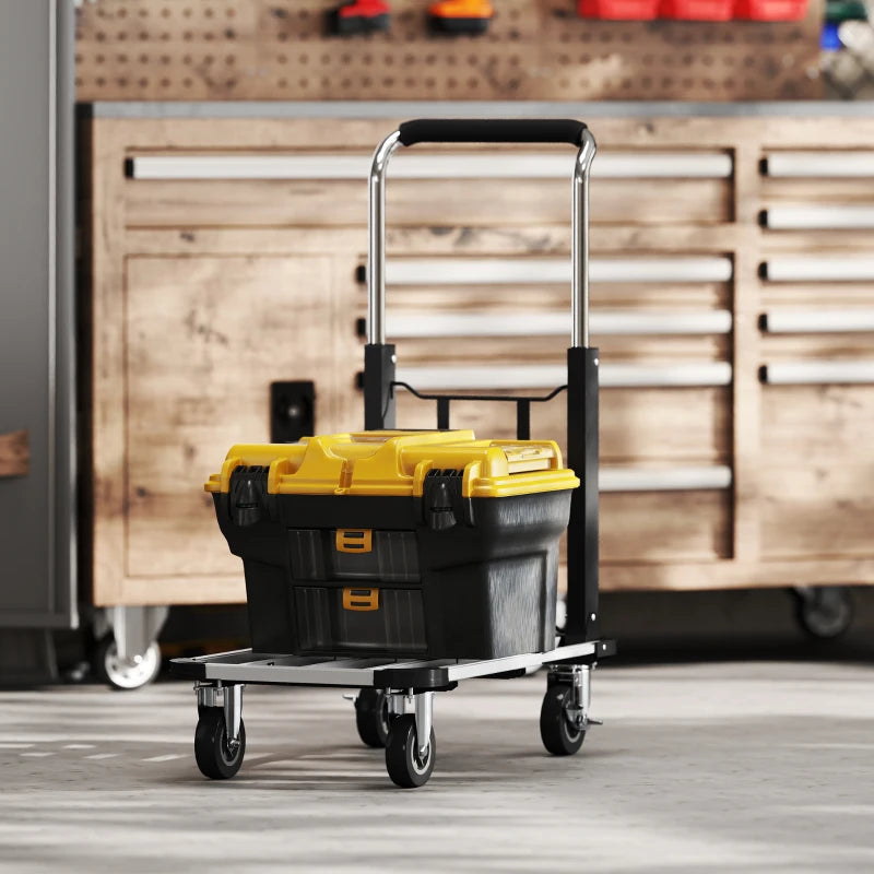330 lbs Heavy Duty Hand Truck, Folding Trolley, Dolly with Adjustable Handle and Extendable Platform, Silver and Black