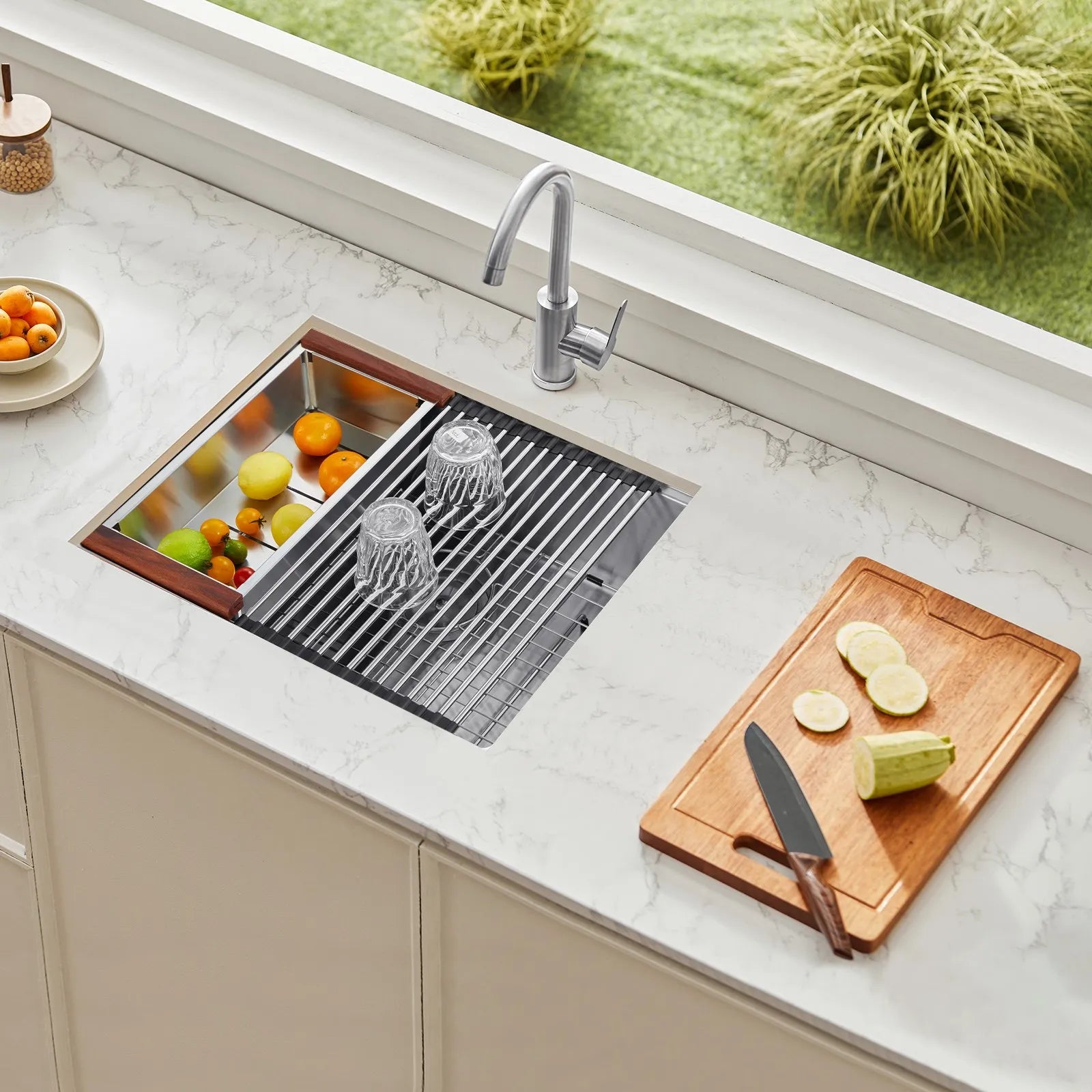 VEVOR 23" Kitchen Sink Undermount Single Bowl Drop-In Basin Stainless Steel Bar