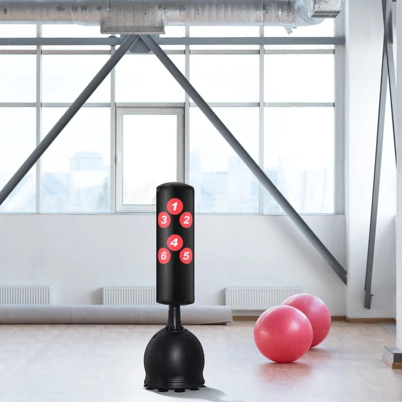 Soozier 65" Freestanding Boxing Punching Bag with Refilled Base and Suction Cups, Black