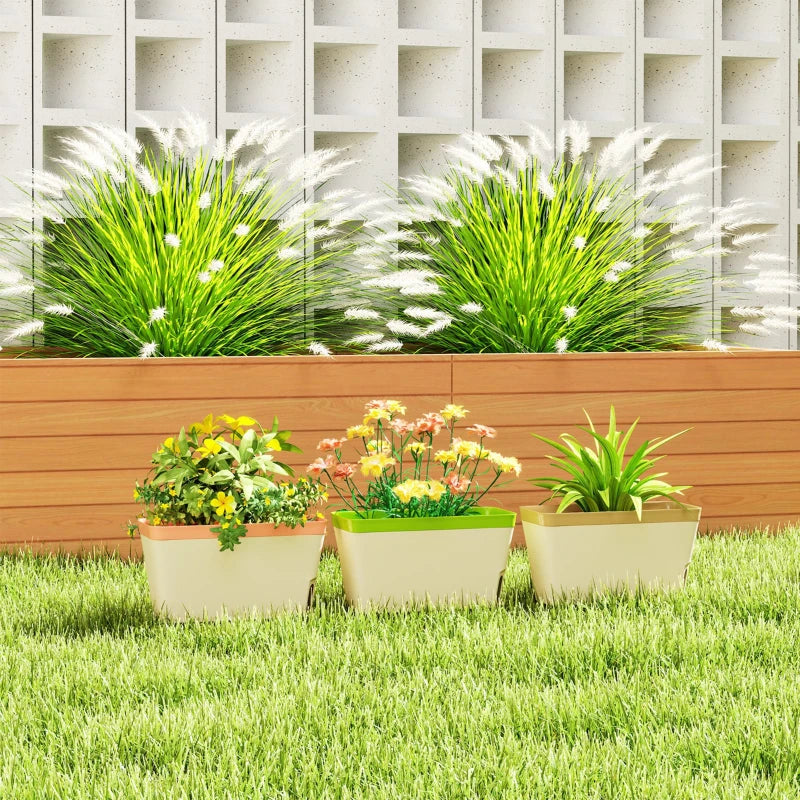 3 Pack Self Watering Flower Pots, 10.5 Inch Planter Box with Water Level Indicator for Vegetables, Succulents Plants