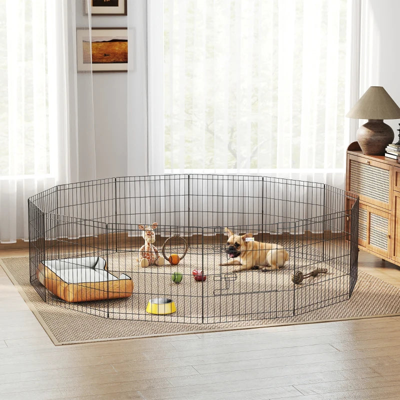 24inch Foldable Metal Exercise Pet Playpen Yard Dog Puppy Kennel Cage 12 Panels