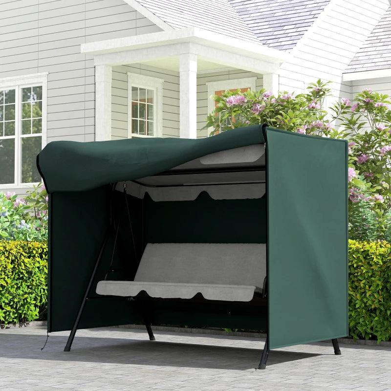 3-Seater Patio Swing Cover, Outdoor Garden Furniture Protection Hammock Glider Cover, 81" x 49" x 65", Dark Green