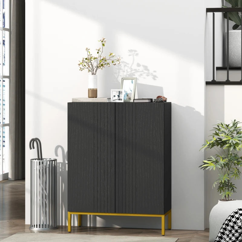 Shoe Storage Cabinet with Adjustable Shelves and Soft-Close Hinges, for 15-20 Pairs of Shoes, Black