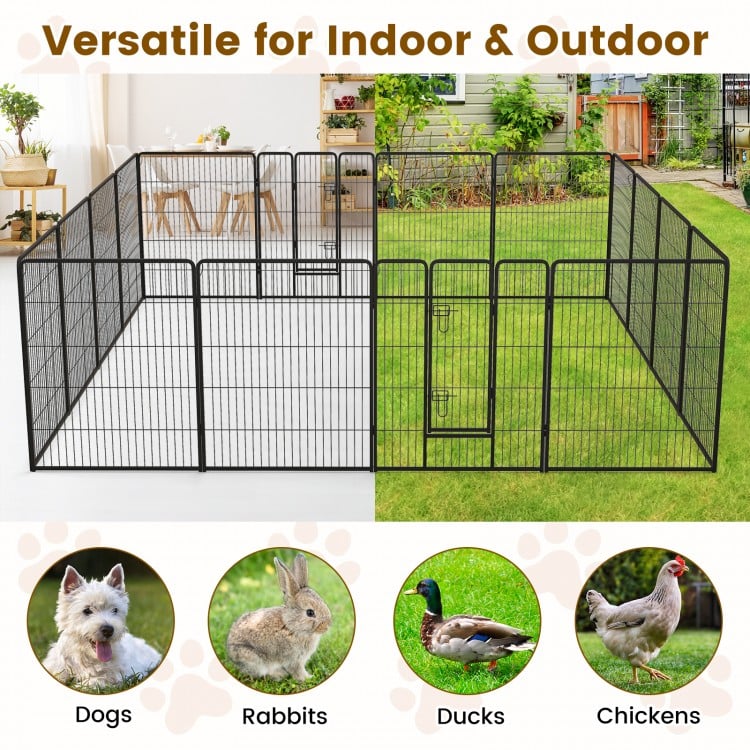 16 Panel 24/32/40 Inches Height Dog Playpen with Lock and Large Door-40 inches