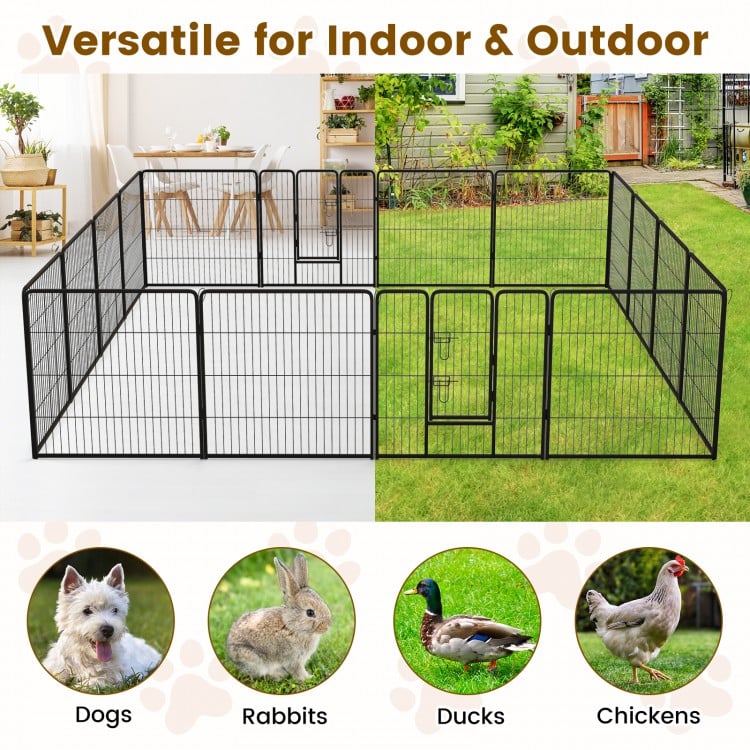 16 Panel 24/32/40 Inches Height Dog Playpen with Lock and Large Door-32 inches