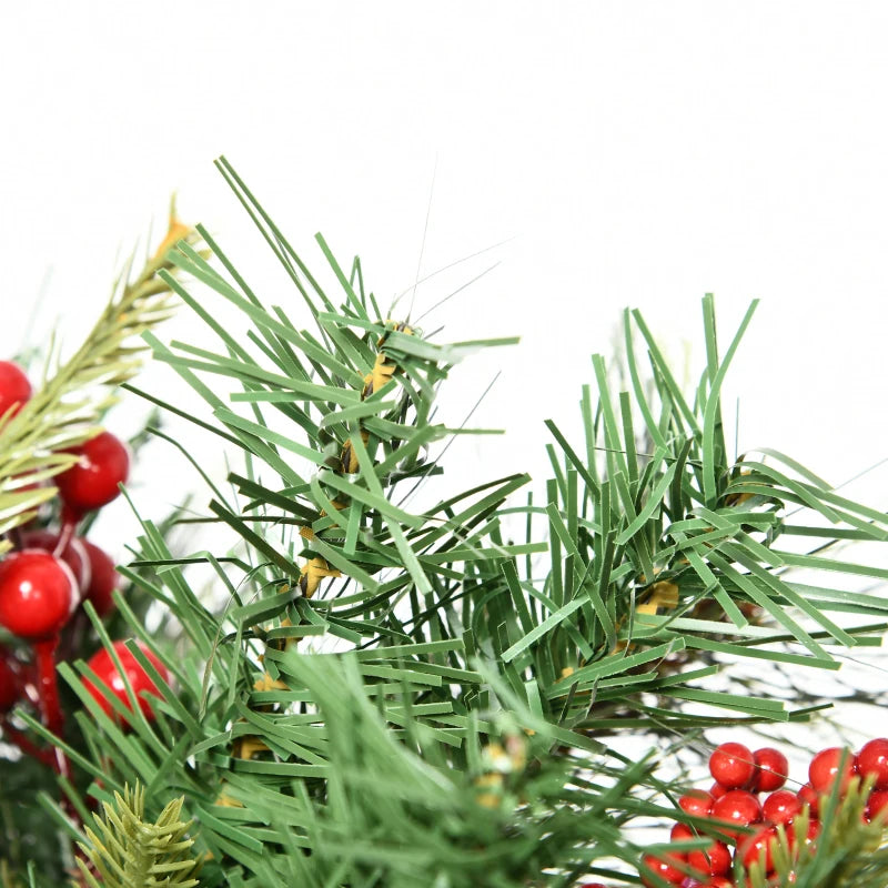 1.5 Foot/16 inch 2 Pack Prelit Artificial Christmas Tree Cordless with 69 Branches, Warm White LED lights, Red Berries, Pine Cones, for Outdoor Entryway, Green