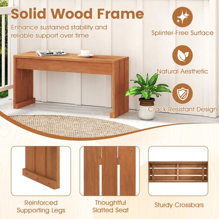 2-Person Outdoor Garden Bench with Solid Wooden Frame for Backyard