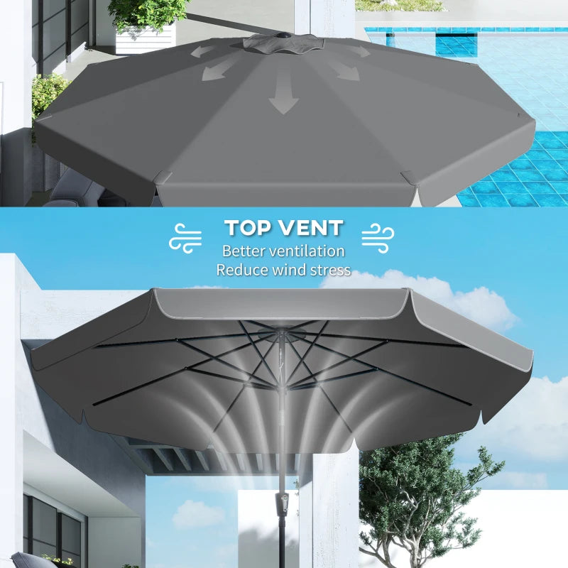 10 ft Patio Umbrella with Push Button Tilt and Crank, Outdoor Market Table Umbrella Parasol, Dark Grey