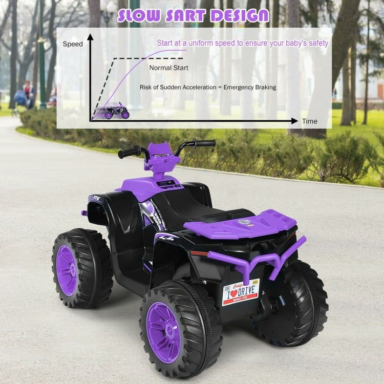 12V Kids Ride on ATV with LED Lights and Treaded Tires and LED lights-Purple