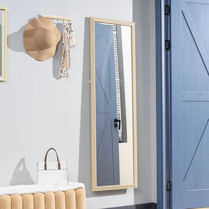 64" x 21" Full Length Mirror, Standing, Wall-Mounted or Leaning Against Wall, for Bedroom, Living Room, Beige