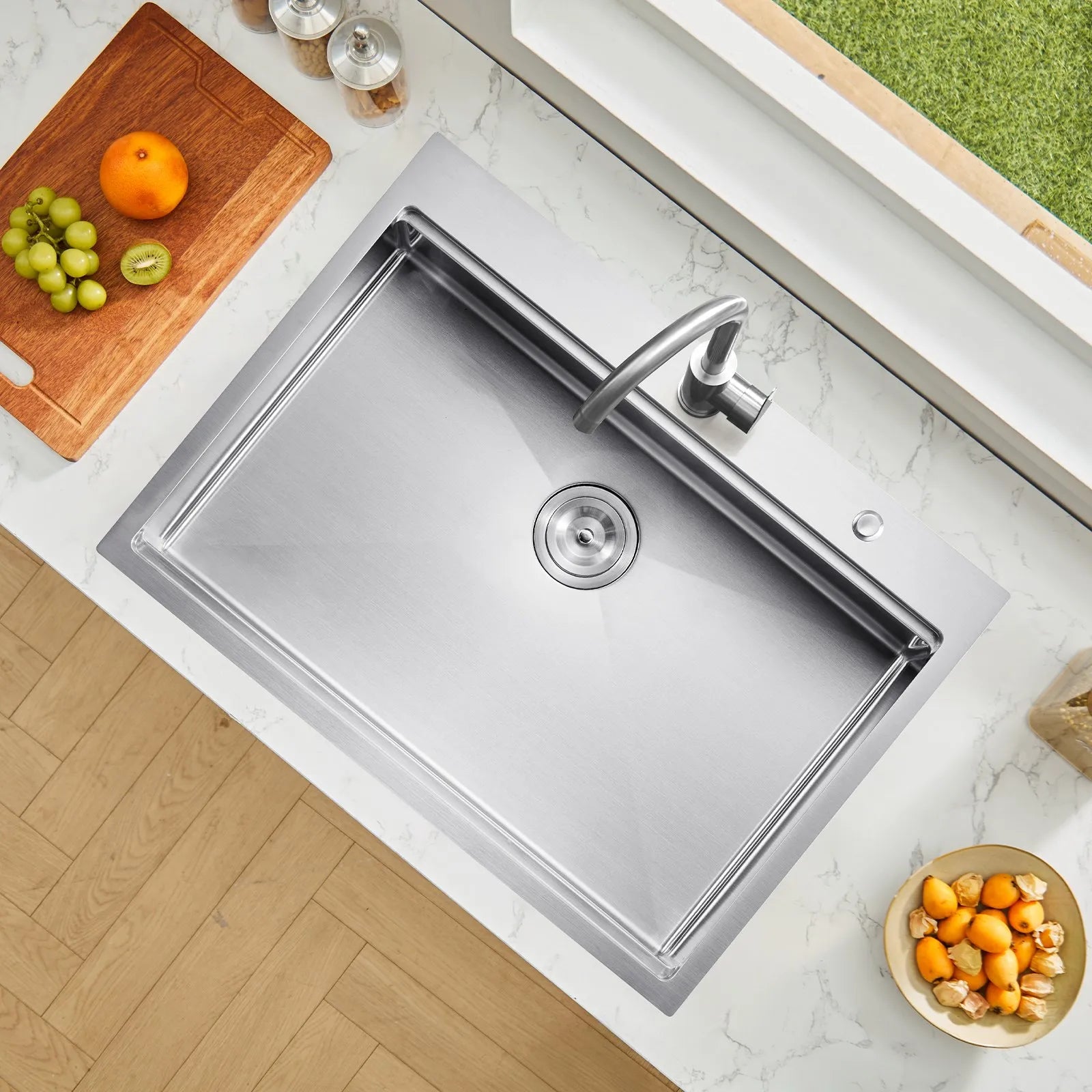 VEVOR 30" Kitchen Sink Top Mount Single Bowl Drop-In Basin Stainless Steel Bar
