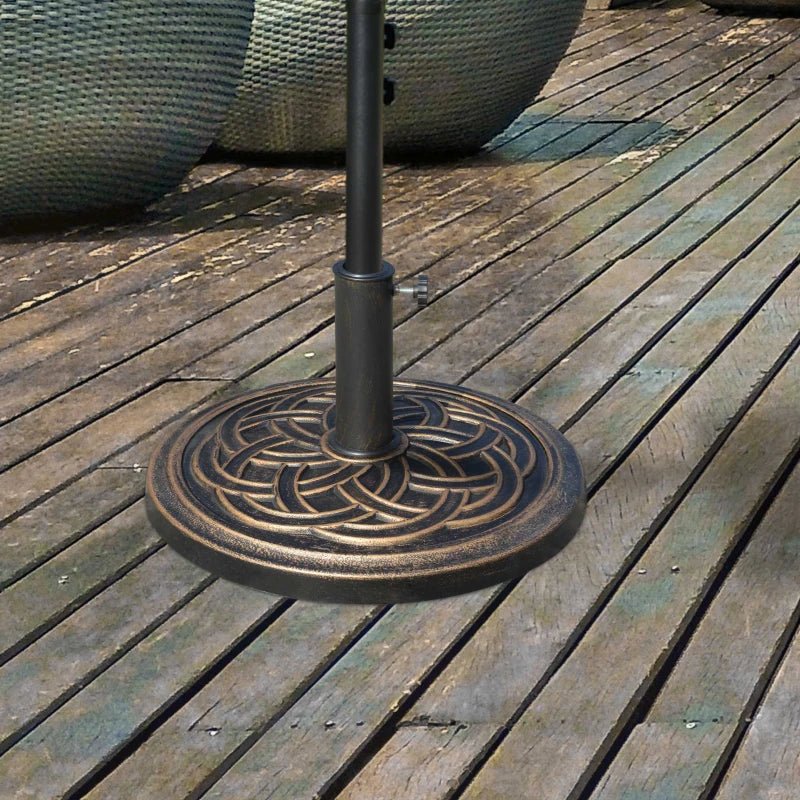 25 lb Heavy Duty Patio Umbrella Base, Round Market Umbrella Stand for Outdoor, Deck, Backyard, Garden, Bronze