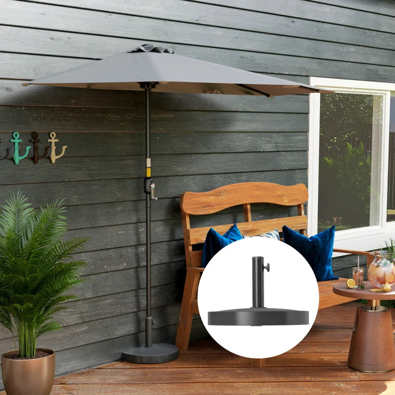 20 lbs Resin Half Parasol Base Outdoor Umbrella Stand Weight, Concrete Garden Parasol Stand, Black