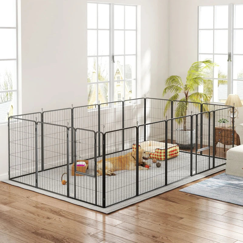 16 Panels Dog Playpen with Strap, Portable & DIY, for Large Dogs, for Yard, RV, Camping, Garden, 47" Height