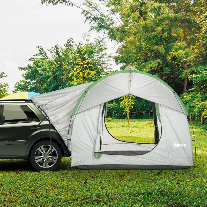 2000mm Waterproof SUV Tent, Car Tent with 3 Doors and Mesh Window, for 5-6 Person Camping Travel, Grey and Green